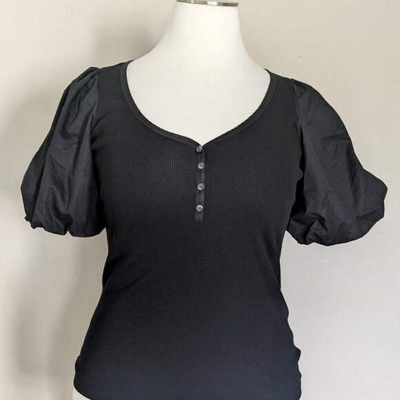 Old Navy Ribbed Cotton Puff SLeeve Sweetheart Neckline Top - Picture 3 of 6